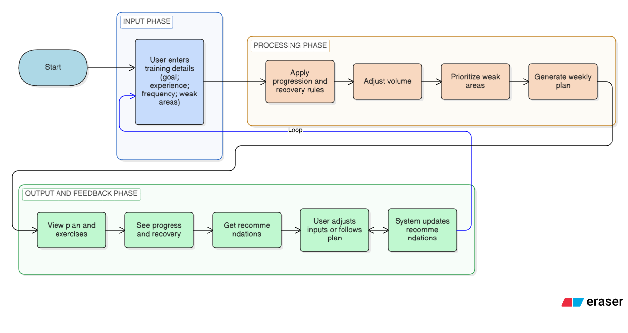 Diagram: inputs to structured plan and feedback over time